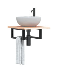 Étagère de vasque murale acier et bois de chêne massif | Mobilier & Déco