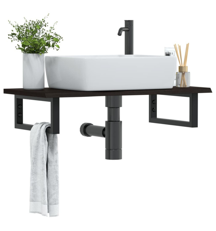 Étagère de vasque murale acier et bois de chêne massif | Mobilier & Déco