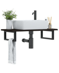 Étagère de vasque murale acier et bois de chêne massif | Mobilier & Déco