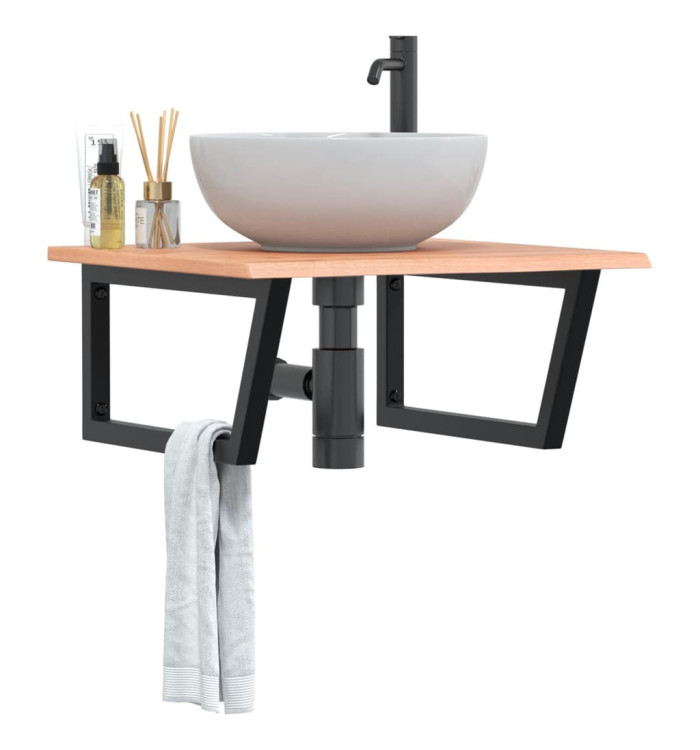 Étagère de vasque murale acier et bois de chêne massif | Mobilier & Déco