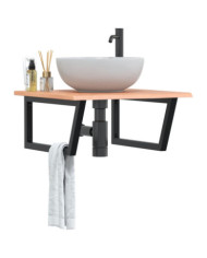 Étagère de vasque murale acier et bois de chêne massif | Mobilier & Déco