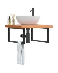 Étagère de vasque murale acier et bois massif de hêtre | Mobilier & Déco