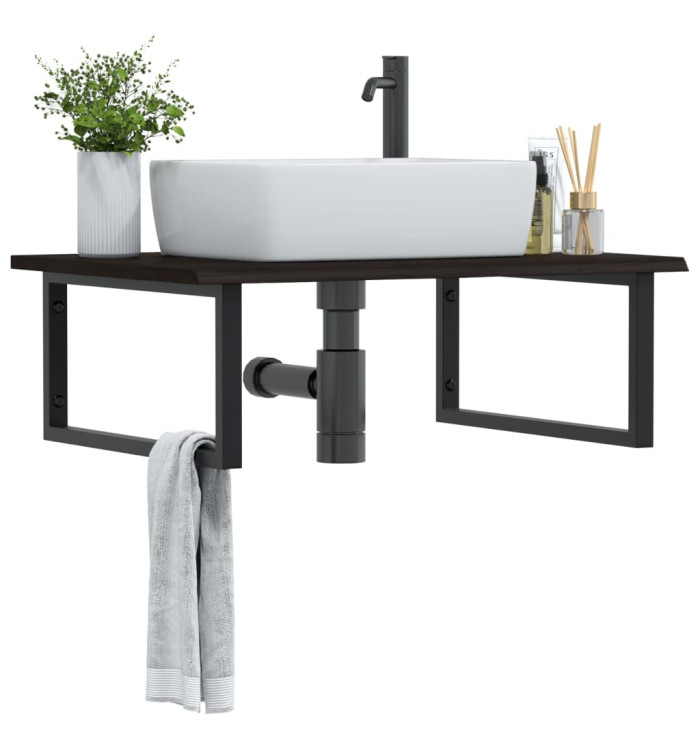 Étagère de vasque murale acier et bois de chêne massif | Mobilier & Déco