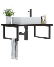 Étagère de vasque murale acier et bois de chêne massif | Mobilier & Déco