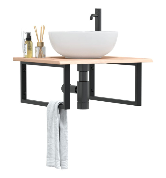 Étagère de vasque murale acier et bois de chêne massif | Mobilier & Déco