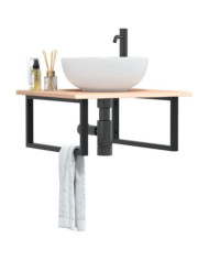 Étagère de vasque murale acier et bois de chêne massif | Mobilier & Déco
