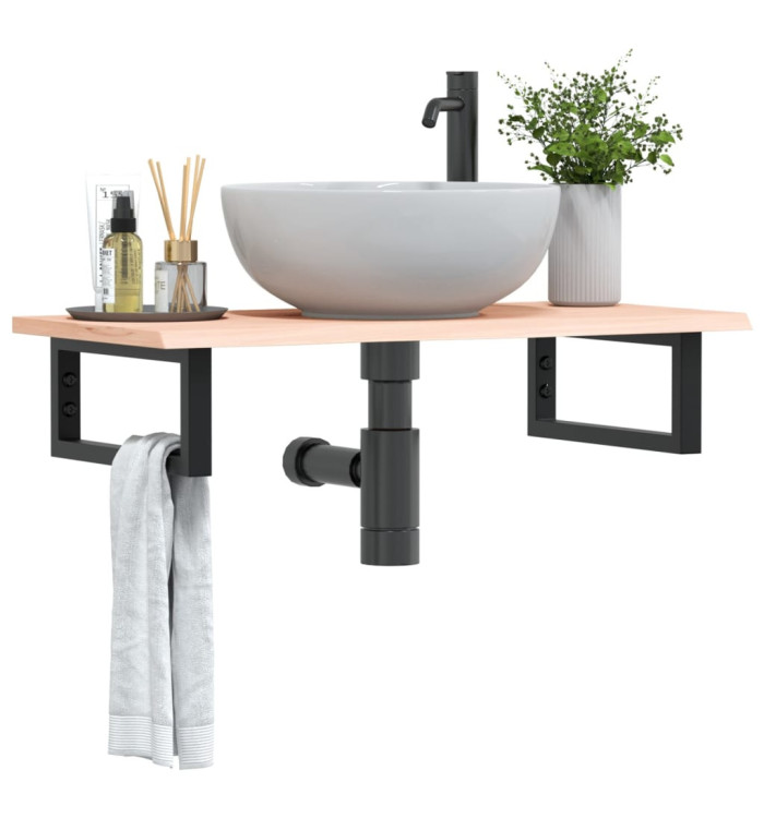 Étagère de vasque murale acier et bois de chêne massif | Mobilier & Déco