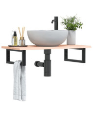 Étagère de vasque murale acier et bois de chêne massif | Mobilier & Déco