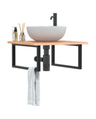 Étagère de vasque murale acier et bois de chêne massif | Mobilier & Déco