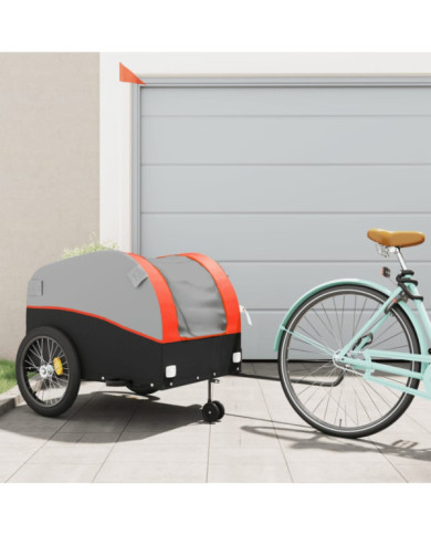 Remorque de vélo noir et orange 45 kg fer | Mobilier & Déco