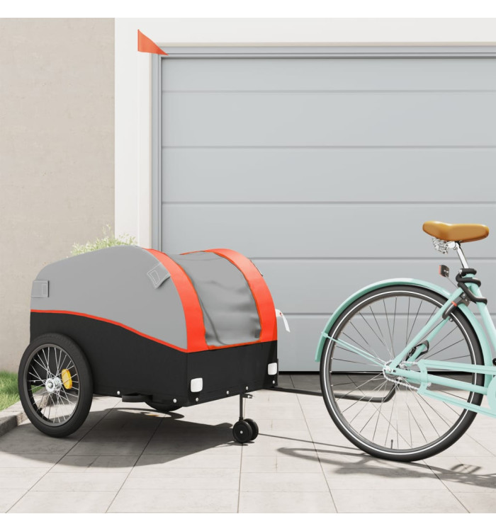 Remorque de vélo noir et orange 45 kg fer | Mobilier & Déco
