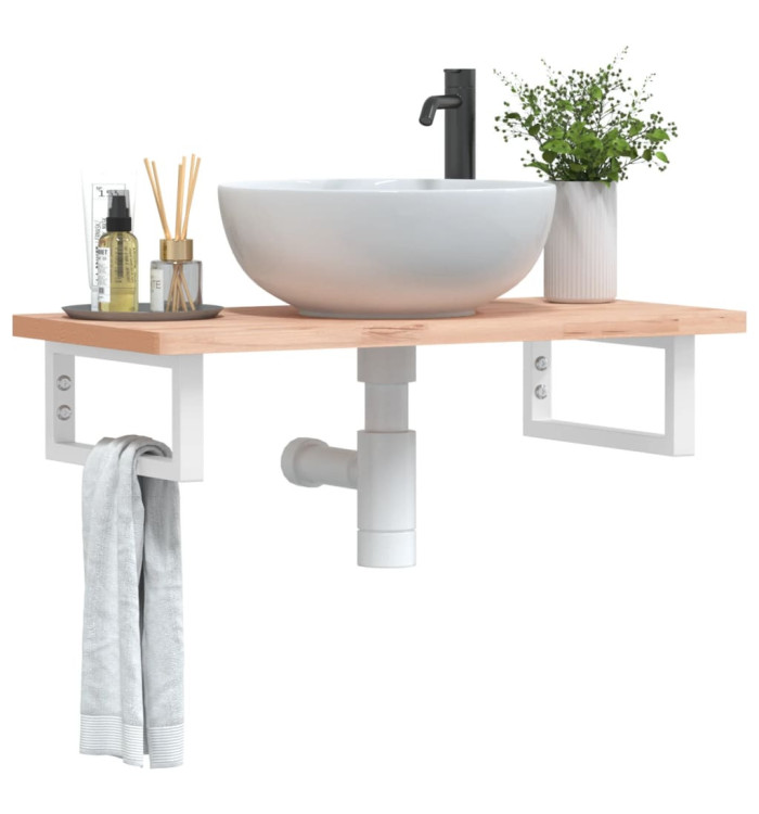 Supports d'étagères pour lavabo 2 pcs blanc rectangulaire acier | Mobilier & Déco