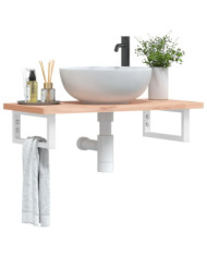 Supports d'étagères pour lavabo 2 pcs blanc rectangulaire acier | Mobilier & Déco