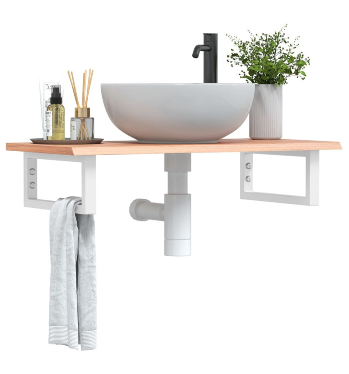 Étagère de vasque murale acier et bois de chêne massif | Mobilier & Déco