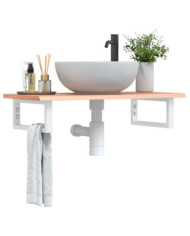 Étagère de vasque murale acier et bois de chêne massif | Mobilier & Déco