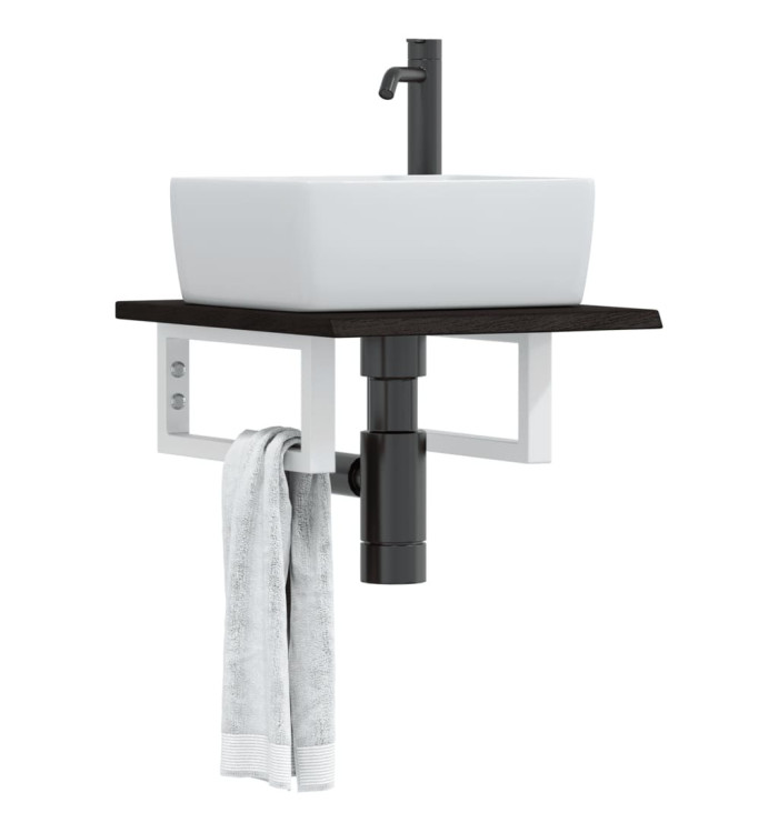 Étagère de vasque murale acier et bois de chêne massif | Mobilier & Déco