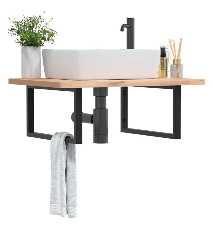 Supports d'étagères pour lavabo 2 pcs noir rectangulaire acier | Mobilier & Déco