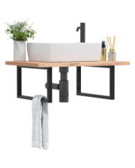 Supports d'étagères pour lavabo 2 pcs noir rectangulaire acier | Mobilier & Déco