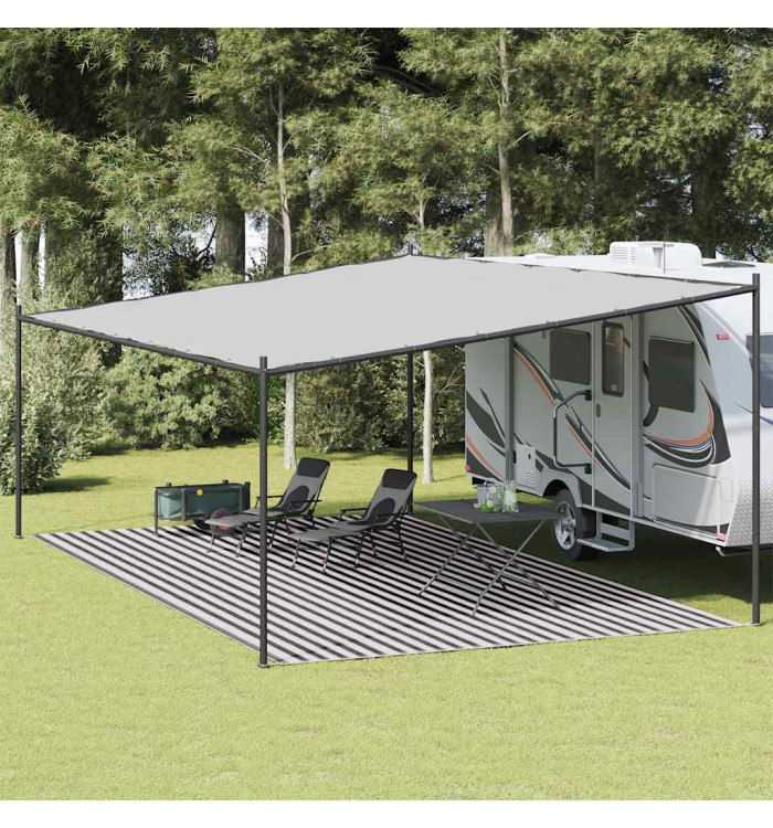 Tapis de tente anthracite et blanc 400x600 cm PEHD | Mobilier & Déco