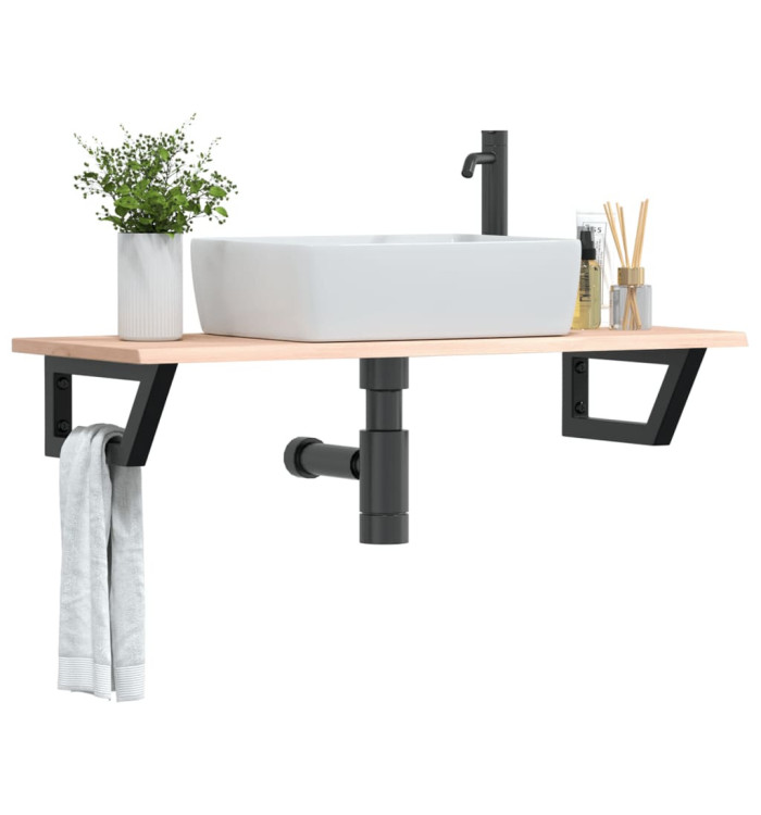 Étagère de vasque murale acier et bois de chêne massif | Mobilier & Déco