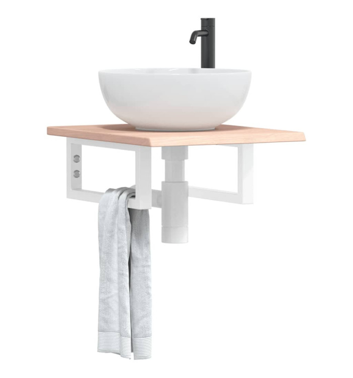 Étagère de vasque murale acier et bois de chêne massif | Mobilier & Déco