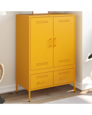 Buffet haut jaune moutarde 68x39x101,5 cm acier | Mobilier & Déco