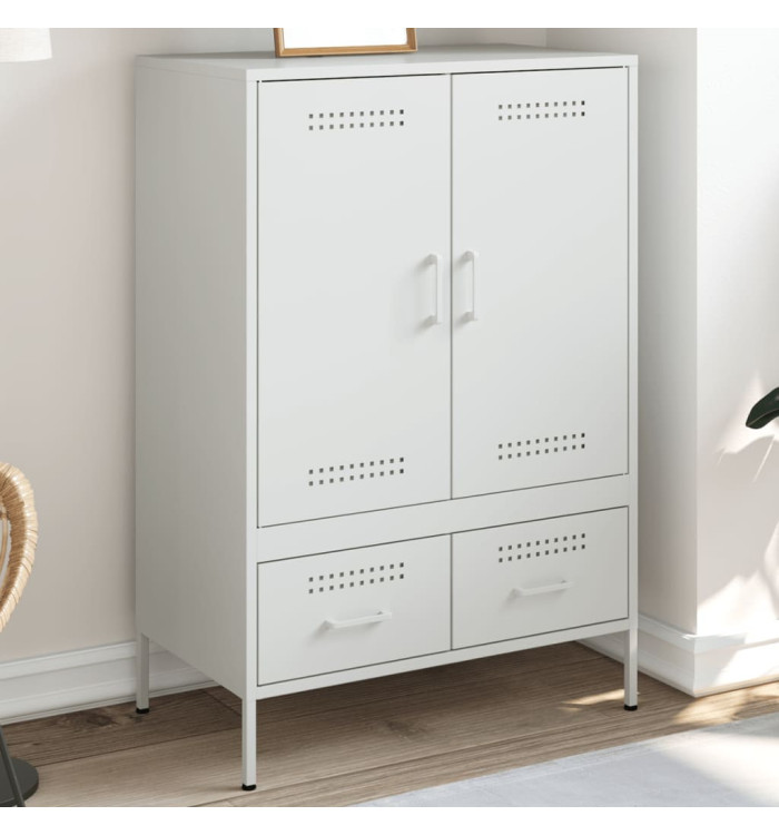 Buffet haut blanc 68x39x101,5 cm acier | Mobilier & Déco