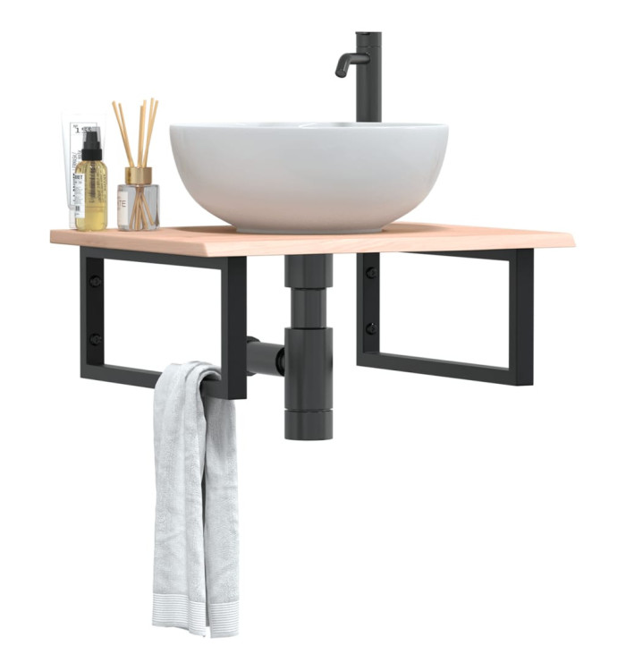 Étagère de vasque murale acier et bois de chêne massif | Mobilier & Déco