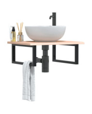 Étagère de vasque murale acier et bois de chêne massif | Mobilier & Déco