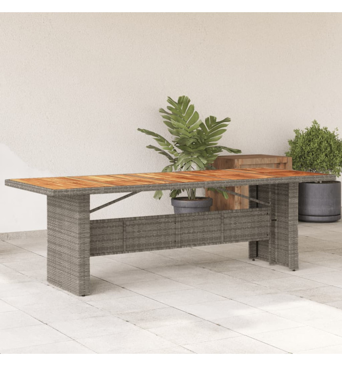 Table de jardin et dessus en bois d'acacia gris résine tressée | Mobilier & Déco
