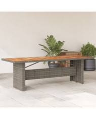 Table de jardin et dessus en bois d'acacia gris résine tressée | Mobilier & Déco