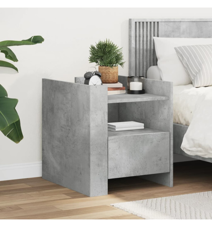 Table de chevet gris béton 45x50x50 cm bois d’ingénierie | Mobilier & Déco