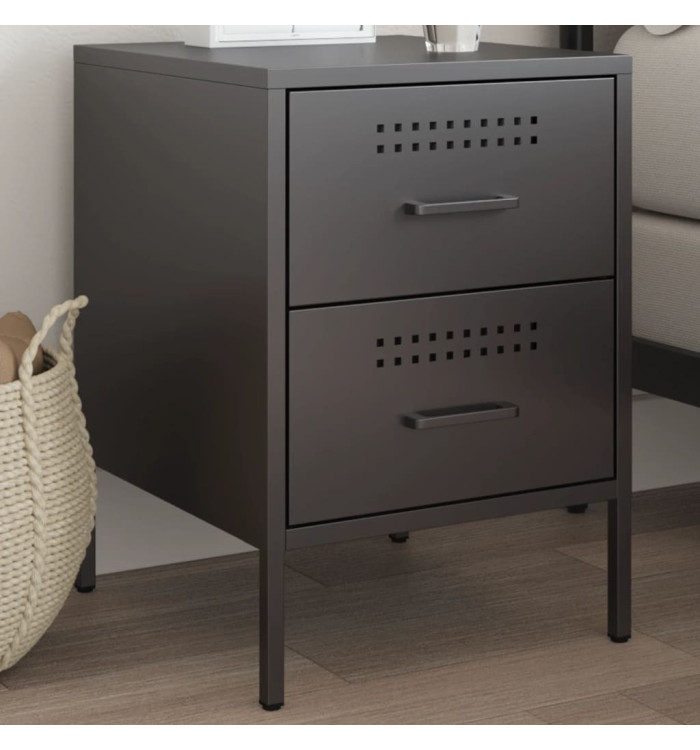 Table de chevet noir 36x39x50,5 cm acier | Mobilier & Déco