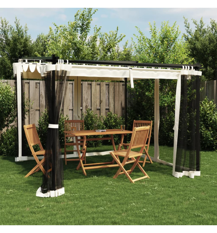 Tonnelle avec parois en filet crème 3x3 m acier | Mobilier & Déco