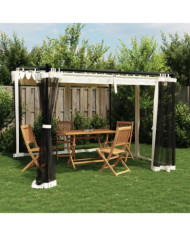 Tonnelle avec parois en filet crème 3x3 m acier | Mobilier & Déco