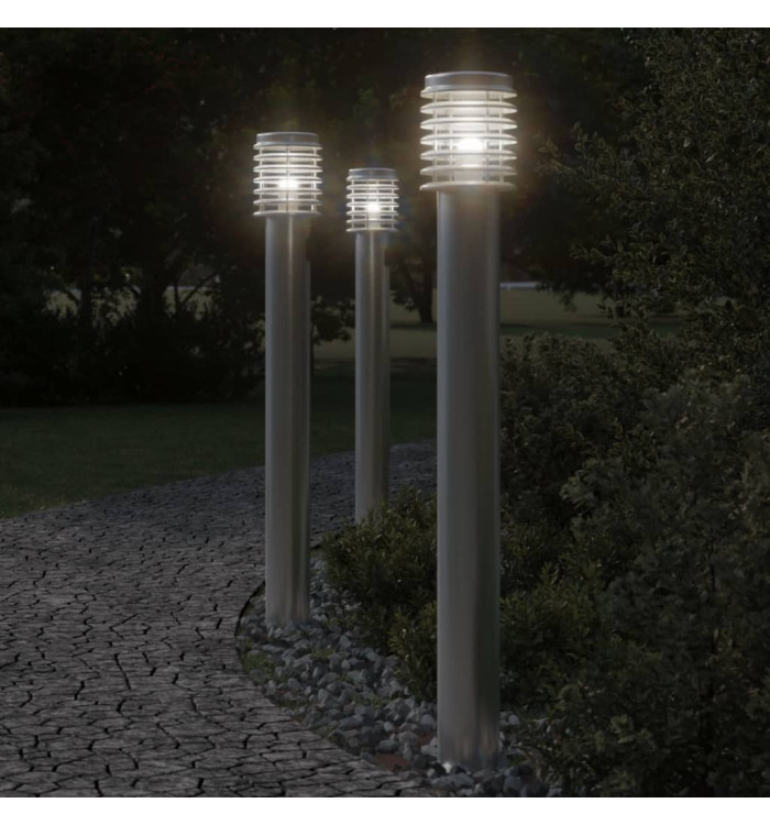 Lampadaires d'extérieur 3 pcs argenté 110 cm acier inoxydable | Mobilier & Déco