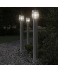 Lampadaires d'extérieur 3 pcs argenté 110 cm acier inoxydable | Mobilier & Déco