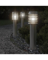 Lampadaires d'extérieur et sortie 3pcs argenté acier inoxydable | Mobilier & Déco