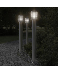 Lampadaires d'extérieur et sortie 3pcs argenté acier inoxydable | Mobilier & Déco