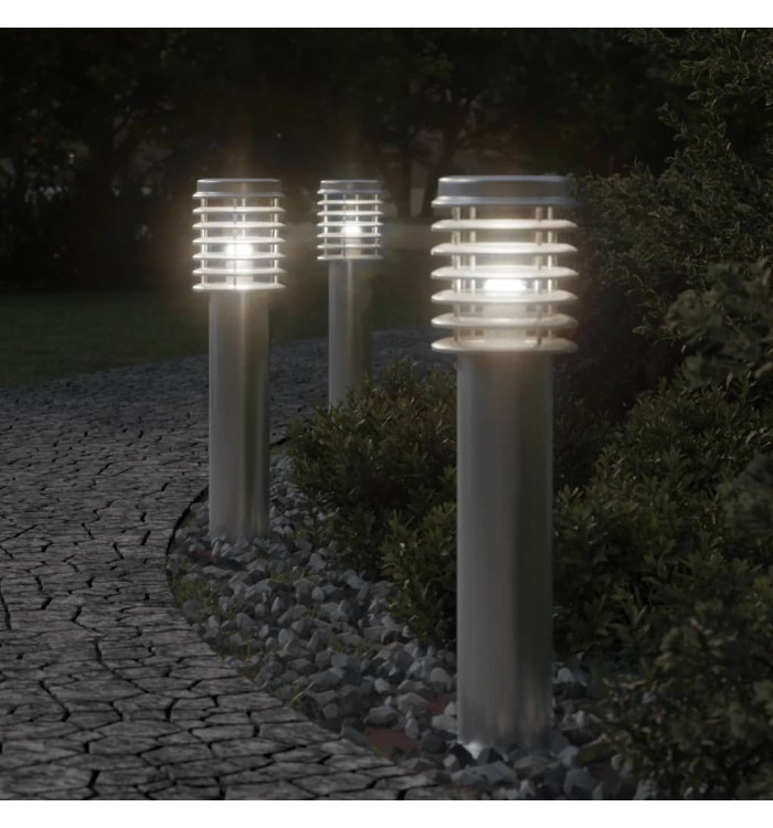 Lampadaire d'extérieur argenté 60 cm acier inoxydable | Mobilier & Déco