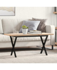 Table basse cadre en X 90x40x45,5cm bois de pin massif et acier | Mobilier & Déco
