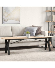 Table basse cadre en Y 160x40x45 cm bois de pin massif et acier | Mobilier & Déco