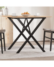 Table à manger cadre en X 80x80x75 cm bois de pin massif acier | Mobilier & Déco