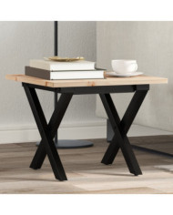 Table basse cadre en X 50x50x35 cm bois de pin massif et acier | Mobilier & Déco
