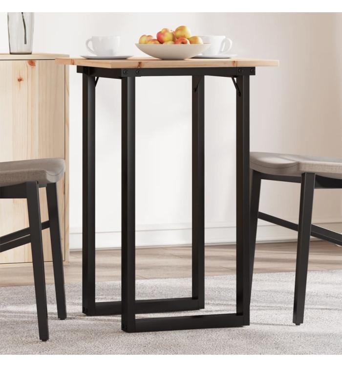Table à manger cadre en O 50x50x75 cm bois de pin massif acier | Mobilier & Déco