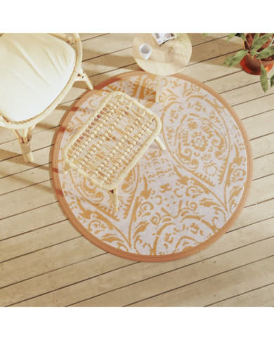 Tapis d'extérieur ARAKIL orange et blanc Ø120 cm PP | Mobilier & Déco