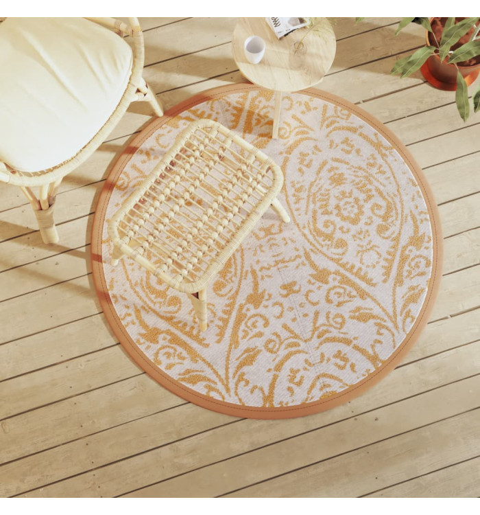 Tapis d'extérieur ARAKIL orange et blanc Ø120 cm PP | Mobilier & Déco