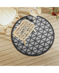 Tapis d'extérieur ARAKIL noir Ø120 cm PP | Mobilier & Déco