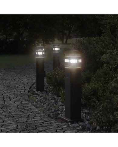 Lampadaire d'extérieur avec sortie noir 50 cm aluminium | Mobilier & Déco