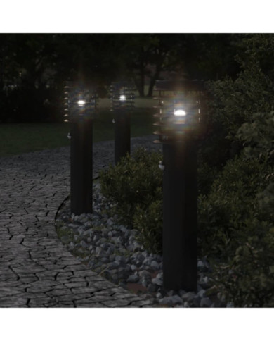Lampadaire d'extérieur avec capteur noir 60 cm acier inoxydable | Mobilier & Déco